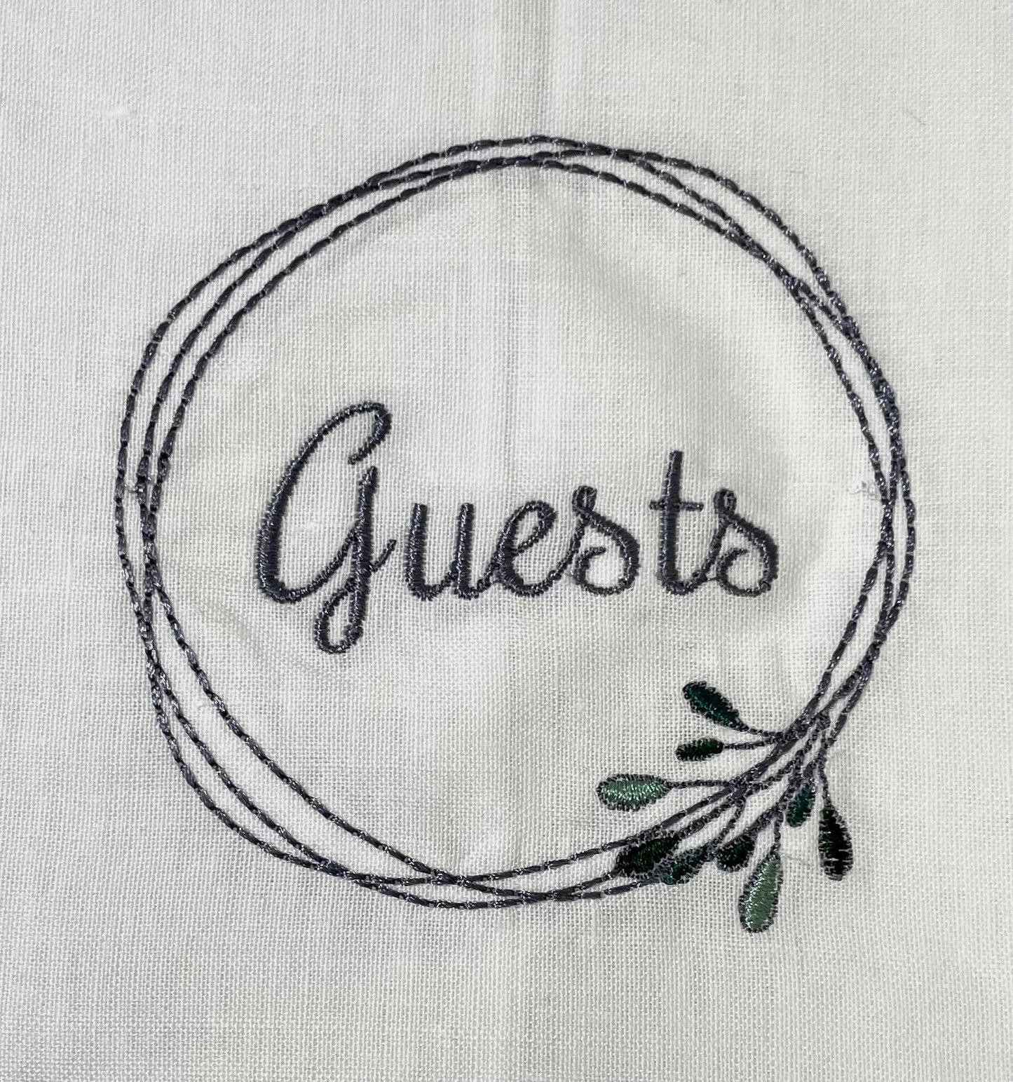 Guest Wreath Embroidered Linen Guest Towel | Embroidered Hand Towel | Monogram Linen Towel | Hostess Gift Monogram Linens | Bathroom Decor