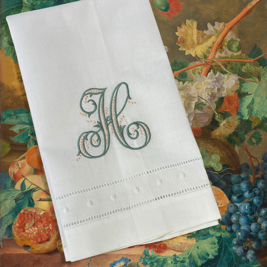 Personalized Embroidered Guest Towel Linen | Swiss Dot | Custom Hand Towel | Monogram Ramie-Cotton Towel | Hostess Gift Monogram Linens